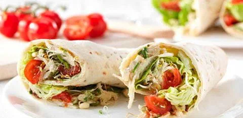 recipe image Roast Chicken, Tomato and Horseradish Wrap Recipe